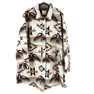 NEW Idyllwind Women's Mcain Southwestern Button-Down Long Shacket 3XL Wool Aztec